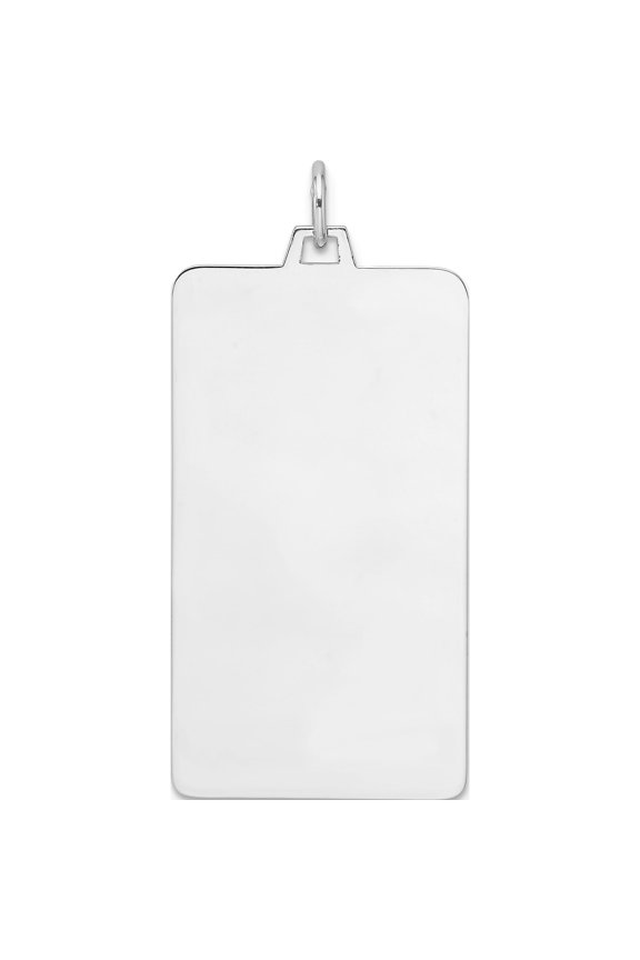 Sterling Silver Rhod-plate Eng Rect Polish FrontSatin Back Disc Charm Material Primary Purity Sparkle-worthy Bold Timeless Designed for those who cherish timeless beauty
