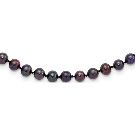 Sterling Silver Rhod-Plated 5-6mm Black Fwc Pearl Necklace Made In Canada qh5153-24
