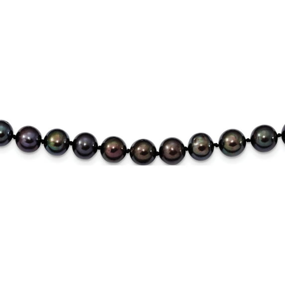 Sterling Silver Rhod-Plated 8-9mm Black Fwc Pearl Necklace Made In Canada qh5156-18