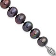 thumbnail image 1 of Sterling Silver Rhod-Plated 9-10mm Black Fwc Pearl Bracelet (7.25 X 10) Made In Canada qh5157-7.25, 1 of 5