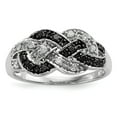 thumbnail image 1 of Sterling Silver Rhod Plated Black & White Diamond Ring - Size 6, 1 of 3