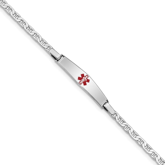Jewelry by Sweet Pea Sterling Silver Rhod-plated Medical ID Anchor Link Bracelet