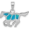 thumbnail image 1 of Sterling Silver Rhod-Plated Created Blue Opal Inlay Horse Pendant (23 X 26) Made In China qp1889, 1 of 5