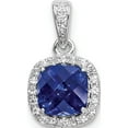 thumbnail image 1 of Sterling Silver Rhod-Plated Created Blue/White Sapphire Pendant (15 X 9) Made In China qp4807, 1 of 5