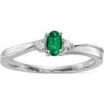 thumbnail image 1 of Sterling Silver Rhod-Plated Created Emerald/Diamond Birthstone Ring (Size 6) Made In India qbr25may-6, 1 of 5