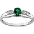 thumbnail image 1 of Sterling Silver Rhod-Plated Diamond Created Emerald Ring (Size 7) Made In Thailand qr7064may-7, 1 of 5
