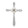 thumbnail image 1 of Sterling Silver Rhod Plated Diamond FW Cultured Pearl Cross Pendant QP3189, 1 of 4