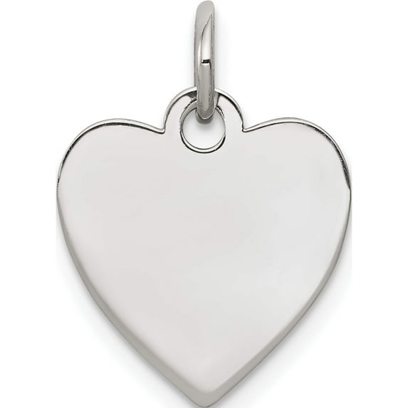 Sterling Silver Rhod-Plated Eng. Heart Polish Front & Back Disc Charm Made In United States qm390/50p