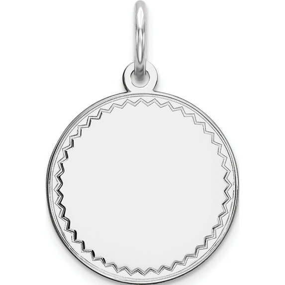 Sterling Silver Rhod-Plated Eng. Rnd Polish Front/Back Disc Charm (20 X 13) Made In United States qm378/18p