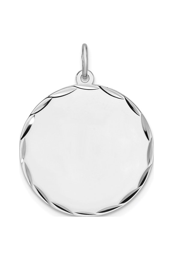 Sterling Silver Rhod-plated Eng Rnd Polish FrontSatin Back Disc Charm Material Primary Purity Artisan Modern Timeless An unforgettable keepsake to treasure forever