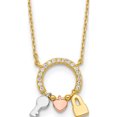 thumbnail image 1 of Sterling Silver Rhod-Plated Gold/Rose-Tone Cz Key/Lock/Heart W/2In Ext Neck (Width 11) (Length 20) - Jbsp, 1 of 5