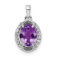 thumbnail image 1 of Sterling Silver Rhod-Plated Oval 1.84CT Amethyst White Topaz Pendant, 1 of 1