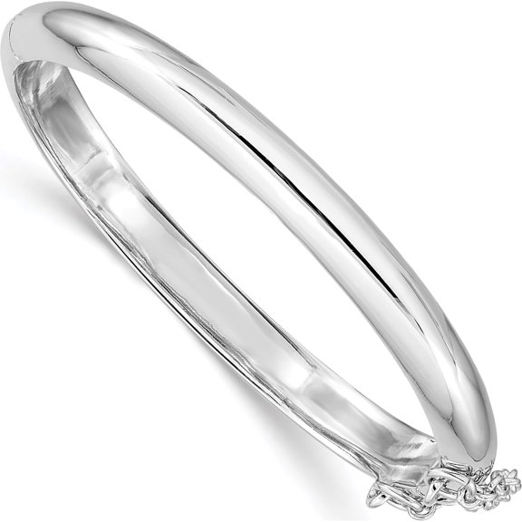 Jewelry by Sweet Pea Sterling Silver RH-plated Polished 5mm w/ Safety Hinged 's Bangle