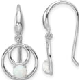 thumbnail image 1 of Sterling Silver Rhod-Plated Polished Created Opal Circles Dangle Earrings (Width 11.7) (Length 25.5) - Jbsp, 1 of 5