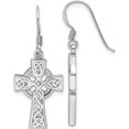 thumbnail image 1 of Sterling Silver Rhod-Plated Polished Dangle Celtic Cross Design Earrings (Width 13.9) (Length 34.3) - Jbsp, 1 of 5