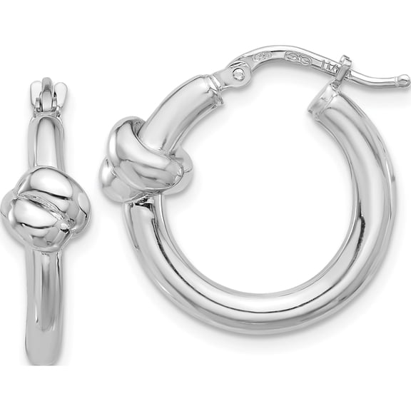 Jewelry by Sweet Pea Sterling Silver Rhod-plated Polished Knot Small Round Hoop Earrings