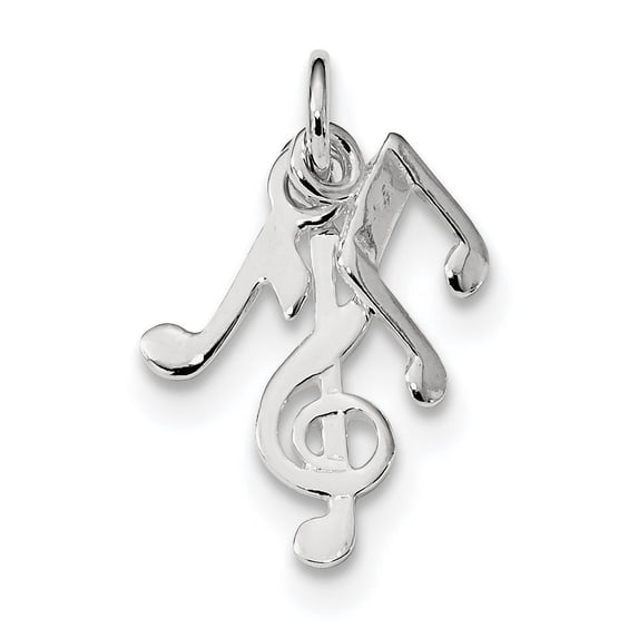 Sterling Silver Rhod-Plated Polished Music Notes Charm (21.4 X 6) Made In India qc9294