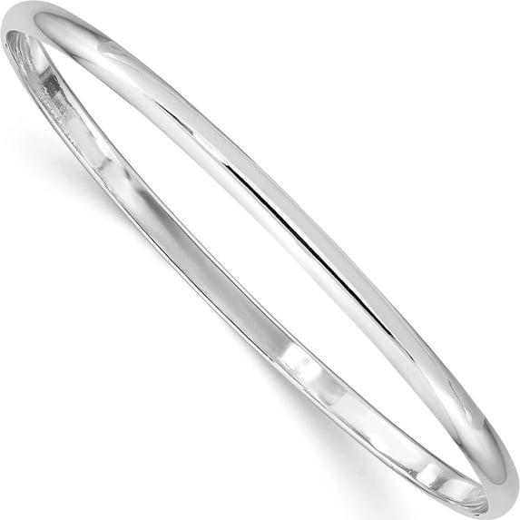 Sterling Silver Rhod. Plated Polished Slip-On Child's Bangle Made In Thailand qb849