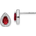 thumbnail image 1 of Sterling Silver Rhod Plated Red And Clear Cz Post Earrings (10.25 X 7.8) Made In Thailand qe14472jan, 1 of 5