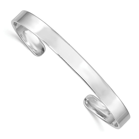 Sterling Silver Rhod. Plated Rhodium Plated Polished Cuff Bangle
