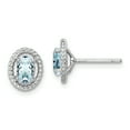 thumbnail image 1 of Sterling Silver Rhod-plat Aquamarine Oval Post Earrings, 1 of 4