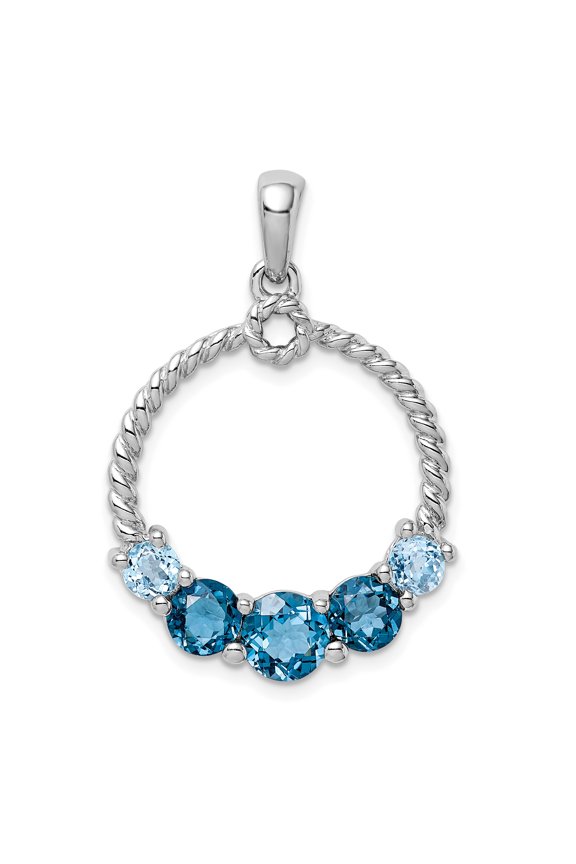 Sterling Silver Rhod-plat London blue and LB topaz Pendant Q-QP5196