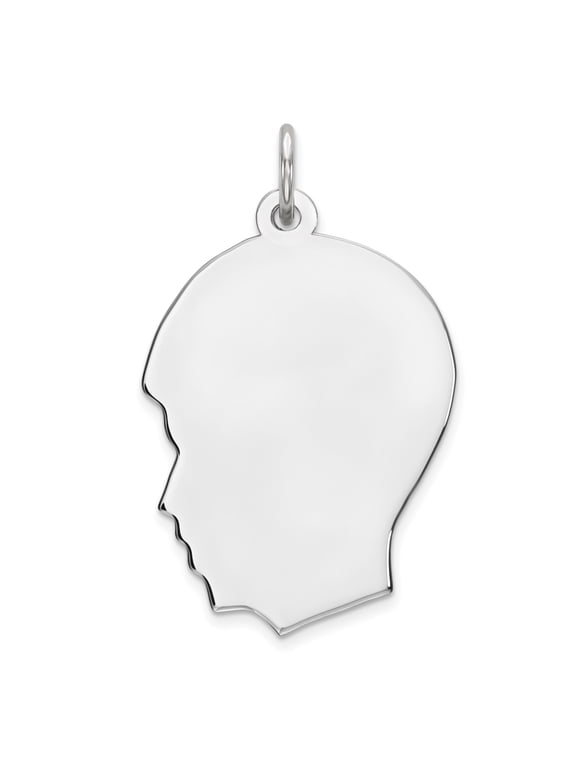 Sterling Silver Rhod-plate Eng. Boy Disc Charm Polish on Front/Back QM360/18P