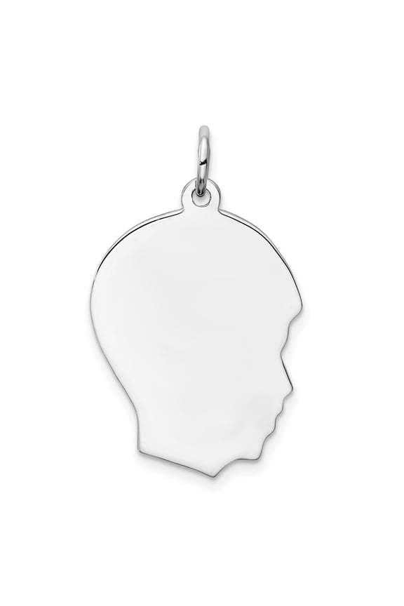 Sterling Silver Rhod-plate Eng. Boy Polish Front/Satin Back Disc Charm QM358/50