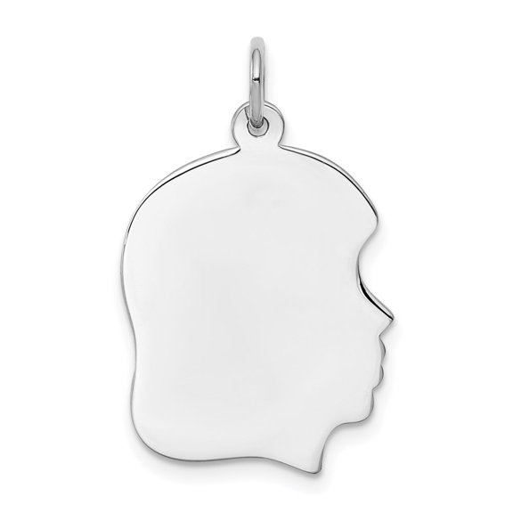 Sterling Silver Rhod-plate Eng. Girl Polish Front/Satin Back Disc Charm QQM359/50