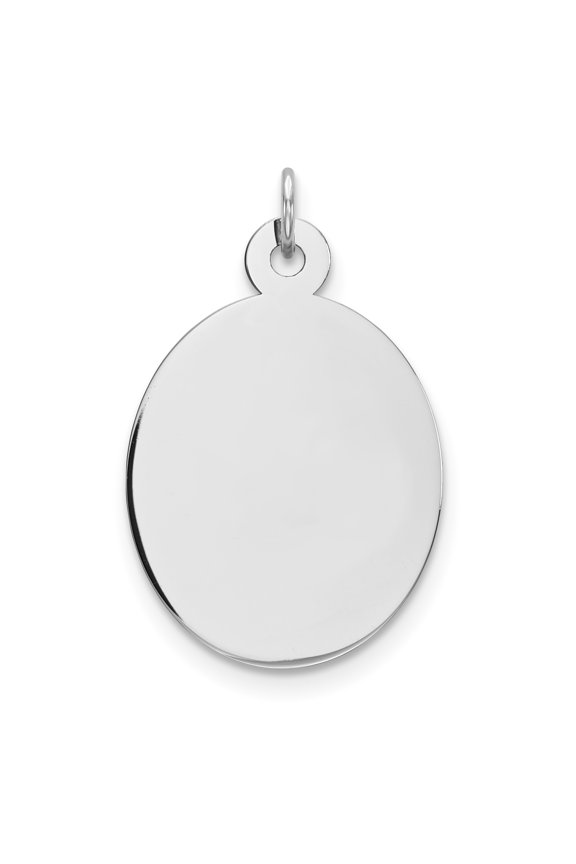 Sterling Silver Rhod-plate Eng. Oval Polish Front/Satin Back Disc Charm QM517/35