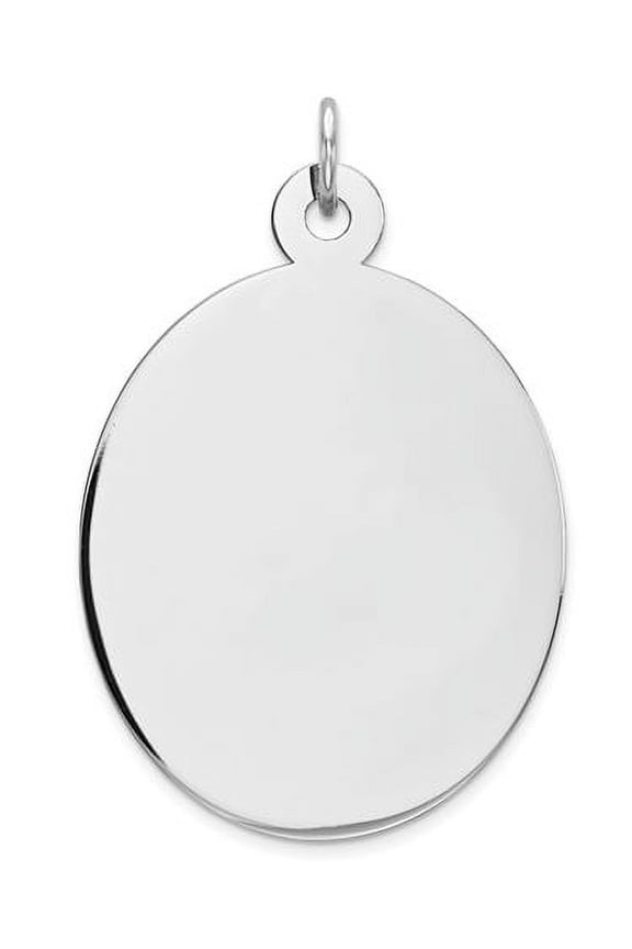 925 Sterling Silver Polished Engraveable Oval Disc Charm 31x22mm Wide Pendant Necklace for Women