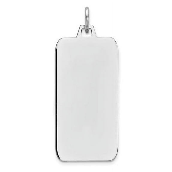 925 Sterling Silver Polished Engraveable Rectangle Disc Charm 38x14mm Wide Pendant Necklace for Women