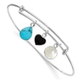 thumbnail image 1 of Sterling Silver Rhod-plate Onyx Syn. Turq. MOP Expandable Bangle QB1110, 1 of 4