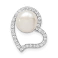 thumbnail image 1 of Sterling Silver Rhod-plated CZ Heart & Imitation Shell Pearl Chain Slide QP5351, 1 of 4