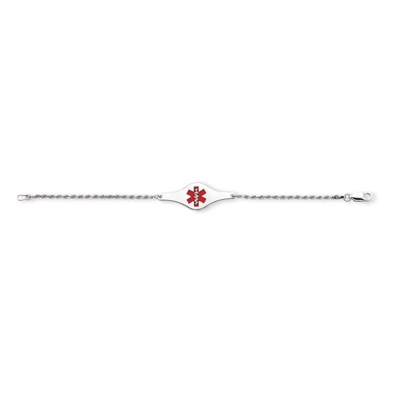 Sterling Silver Rhod-plated Children's Medical ID Bracelet w/Rope Li XSM59
