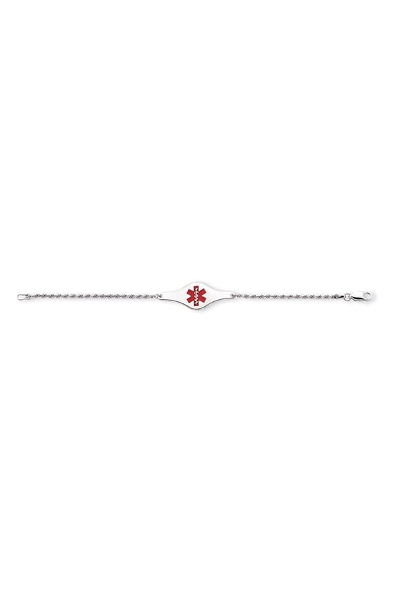 Sterling Silver 6in Children's Medical ID Bracelet w/ Rope Link