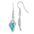 thumbnail image 1 of G & W Sterling Silver Rhodium-plated Created Blue Opal Seashell Dangle Earrings, 1 of 2