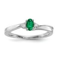 thumbnail image 1 of Sterling Silver Rhod-plated Created Emerald/Diamond Birthstone Ring, 1 of 6