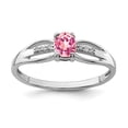 thumbnail image 1 of Sterling Silver Rhod-plated Diamond Pink Tourmaline Ring, 1 of 5