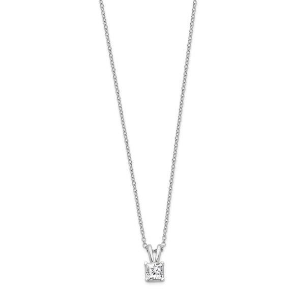 Finest Gold Sterling Silver Rhodium-Plated Diamonore Princess 16 in with 2 in. Extension Necklace