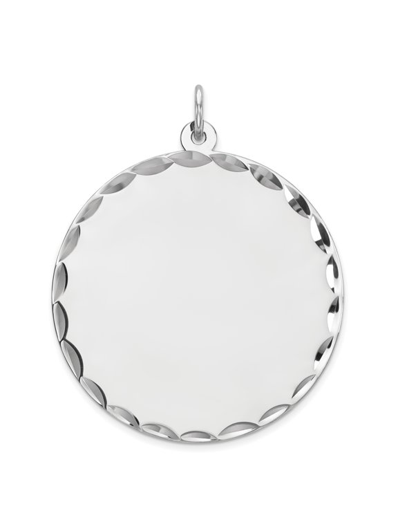 Sterling Silver Rhod-plated ENG. Round Polished Front/Back Disc Charm QM499/18P
