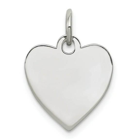 Sterling Silver Rhod-plated Eng. Heart Polish Front/Satin Back Disc Charm