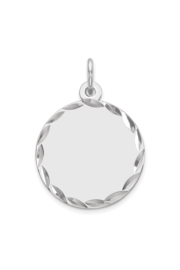Sterling Silver Rhod-plated Eng. Rnd Polish Front/Back Disc Charm QM381/18P