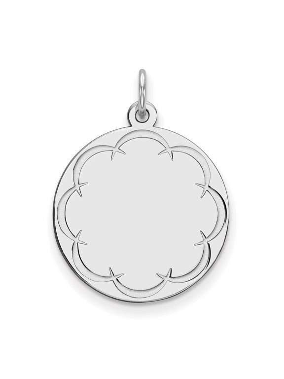 Sterling Silver Rhod-plated Eng. Rnd Polish Front/Back Disc Charm QM383/18P