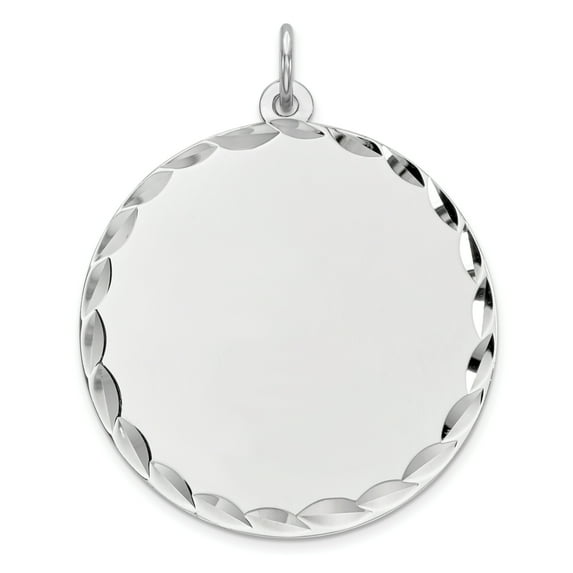 Sterling Silver Rhod-plated Eng. Rnd Polish Front/Satin Back Disc Charm QM498/35