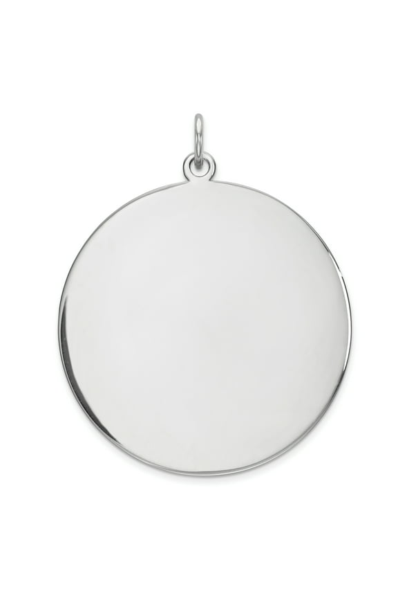 925 Sterling Silver Polished Engraveable Round Disc Charm 36x29mm Wide 0.89mm Thick Pendant Necklace for Women