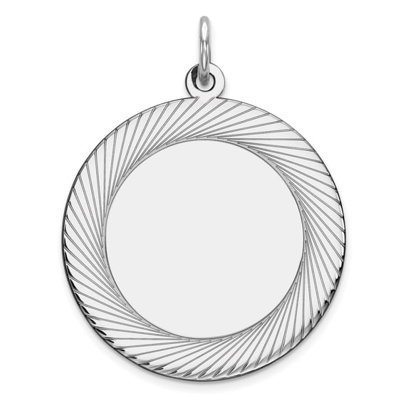 Sterling Silver Rhod-plated Eng. Round Polish Front/Satin Back Disc Charm QM520/27