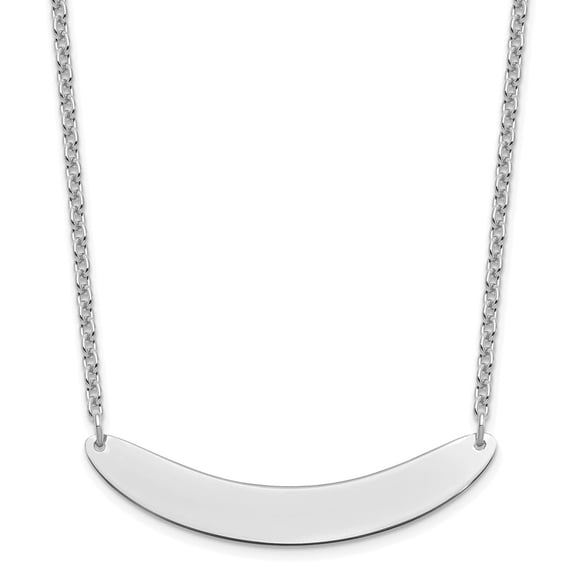 Finest Gold Sterling Silver & Rhodium-Plated Medium Curved Blank Bar Necklace