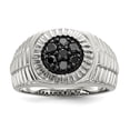 thumbnail image 1 of Sterling Silver Rhod-plated Mens Black Diamond Polished/Satin Ring, 1 of 5