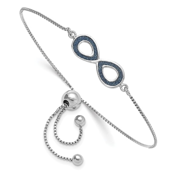 Infinity Sterling Silver Rhod-pltd Glitter Infused Adjustable Bracelet